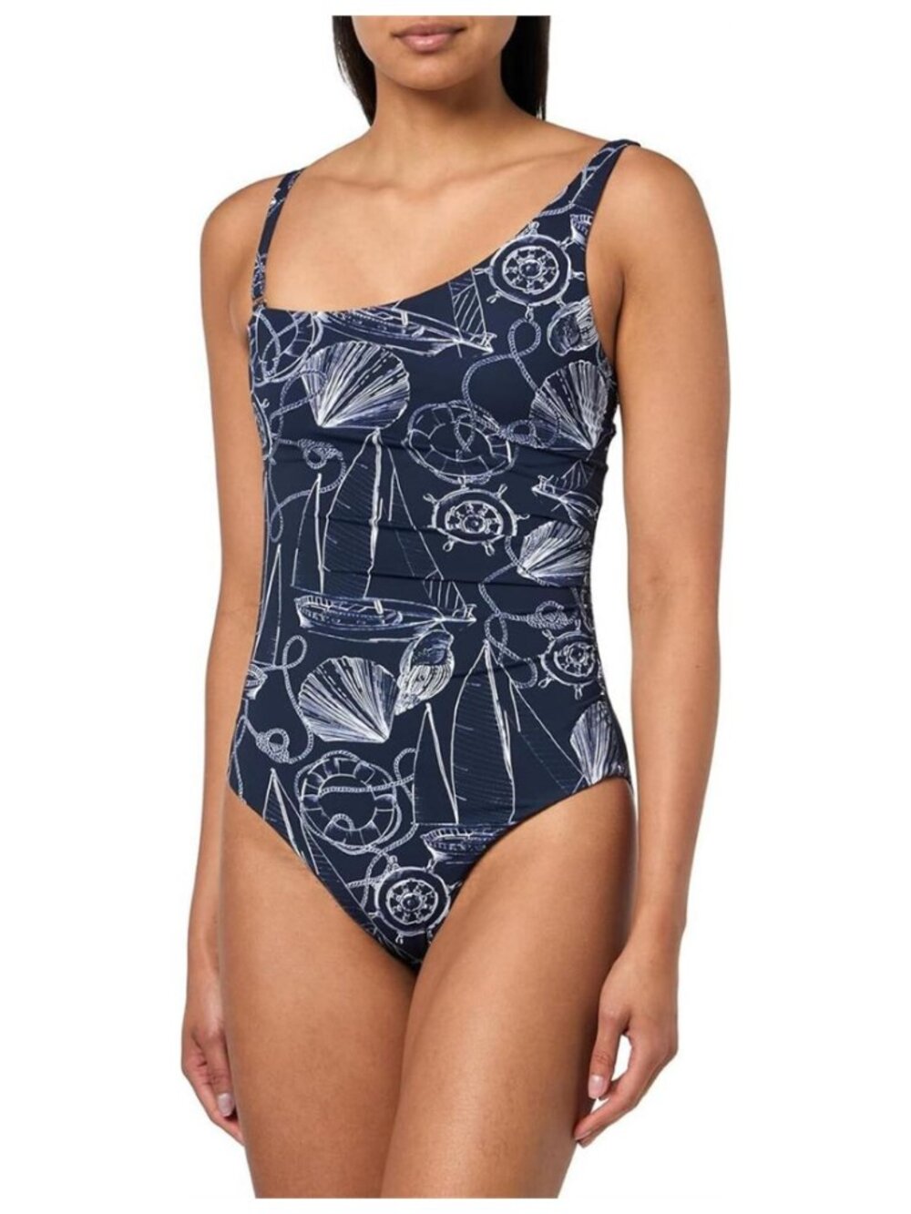 Nautica Printed One-Piece Swimsuit Navy/White Medium NWT